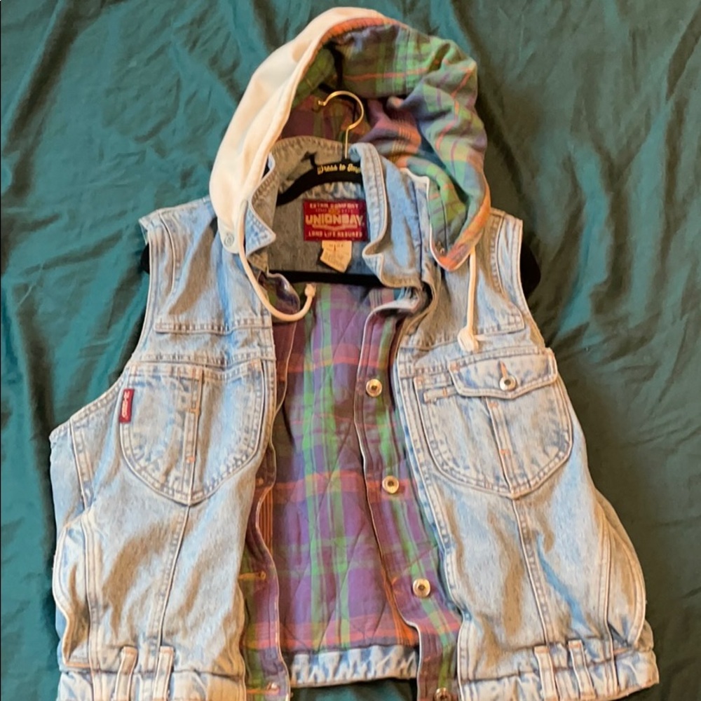 Denim vest hoodie